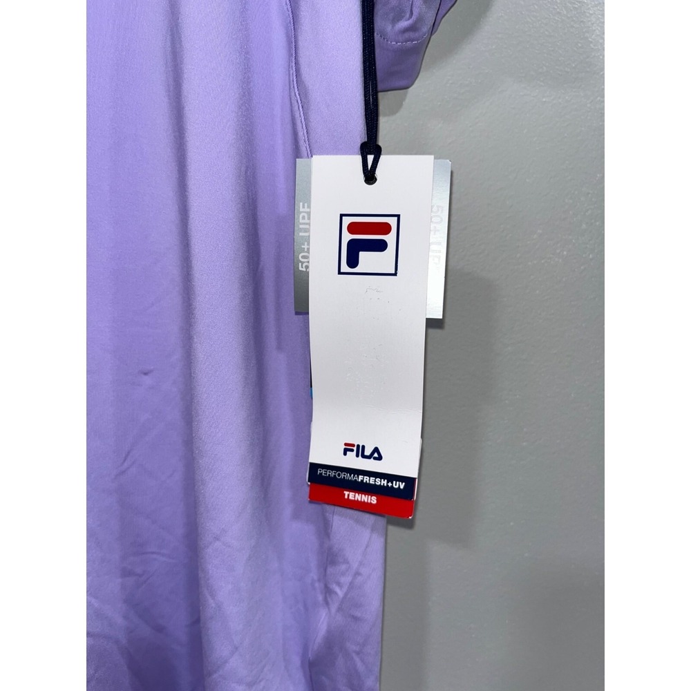 Fila Adrenaline Performance Tennis Men's Shirt Crew Purple Athletic Training Lar - Picture 4 of 5